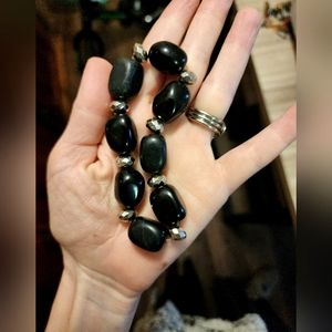 Black and silver beaded bracelet